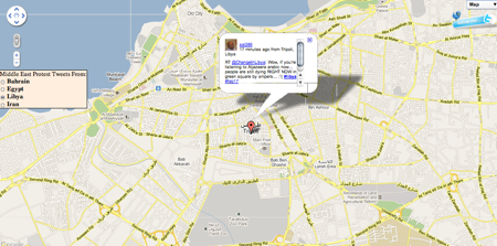 Twitter google map mashup middle east protests